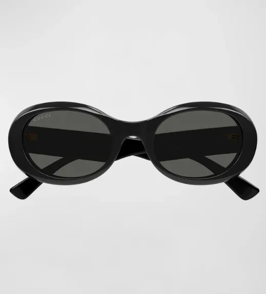 Logo Acetate Oval Sunglasses
